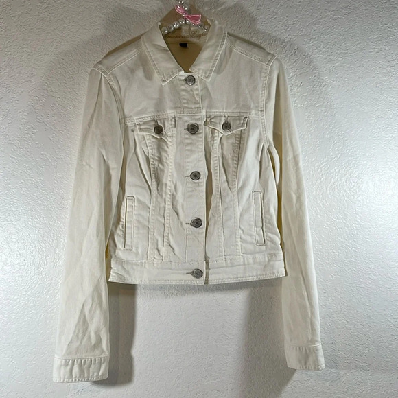 AMERICAN EAGLE Fitted Jean Denim Jacket Size Medium - Picture 2 of 7